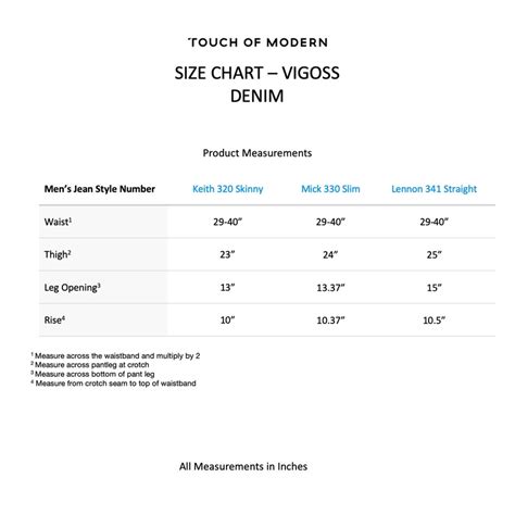 vigoss jeans|vigoss size chart jeans.